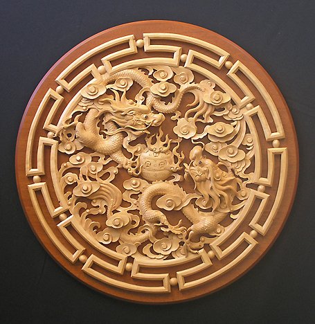 Custom Relief wood carving in chinese desgin motif