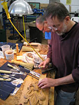 Wood Carving student working on technique
