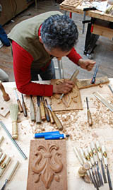 David Calvo demonstrates wood carving techniques
