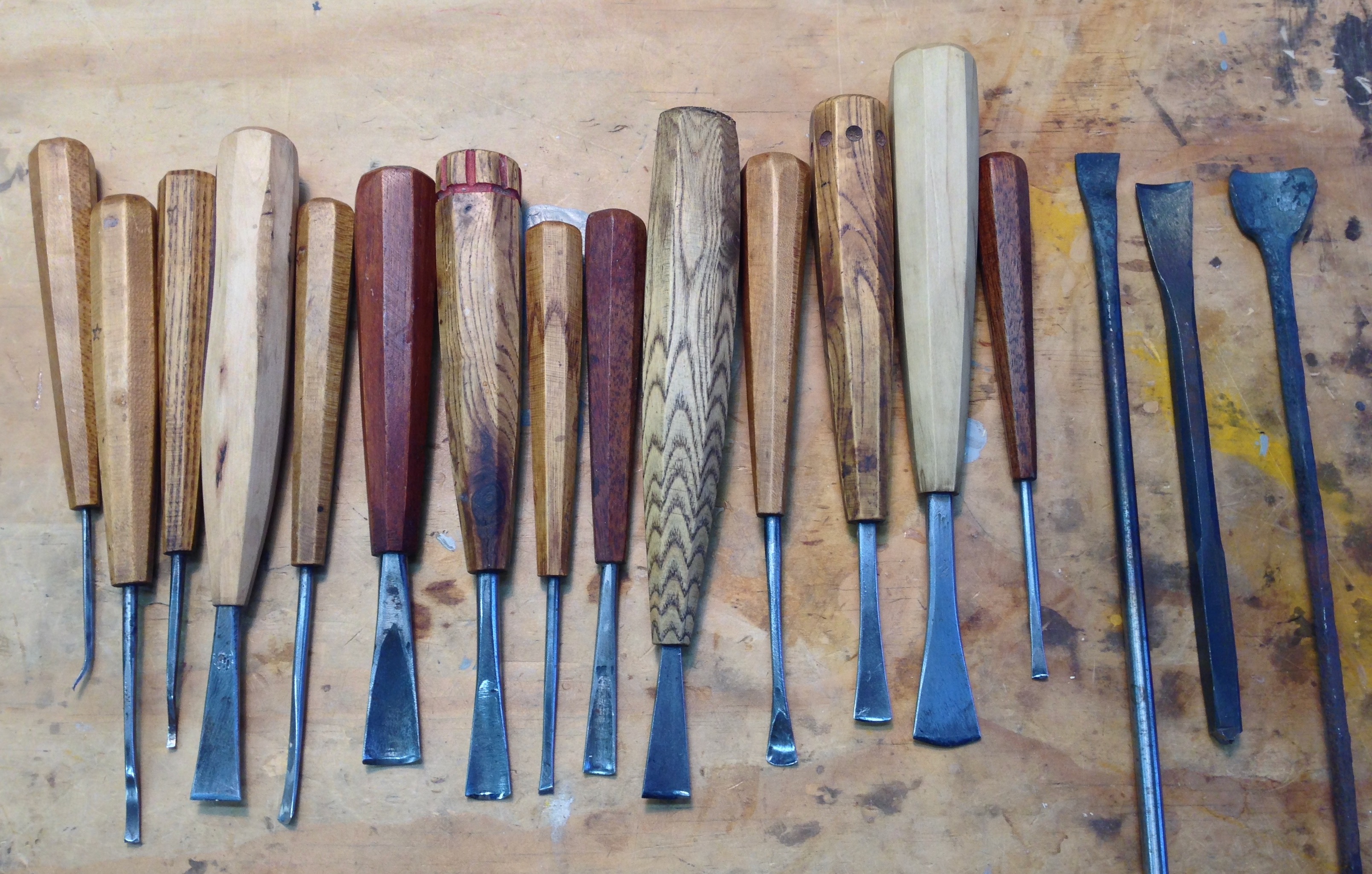 Custom made wood carving tools