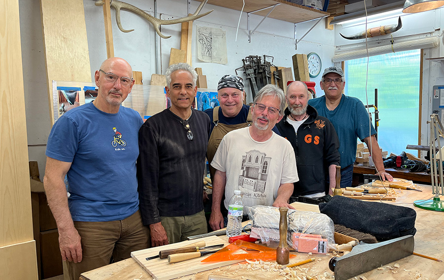 Wood carving students at Calvo Studio
